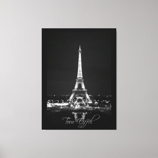 Tour Eiffel en Nuit B&W sur toile enrobée (Recto)