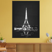 Tour Eiffel en Nuit B&W sur toile enrobée (Insitu(Salon))