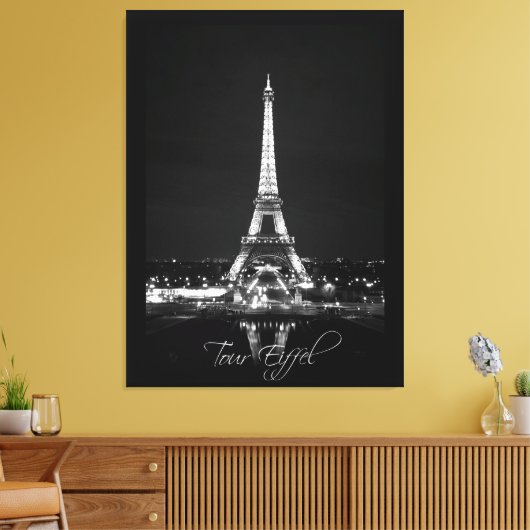Tour Eiffel en Nuit B&W sur toile enrobée (Insitu(Salon))