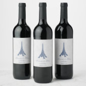 Tour Eiffel Étiquette vin Mariage damassé (Bouteilles)