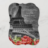 Tour Eiffel Faire-part de mariage Vintage fleuri (Devant / Derrière)