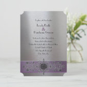 Tour Eiffel Faire-part de mariage violet et argent (Debout devant)