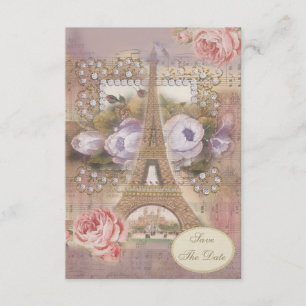 Tour Eiffel Floral Shabby Chic Faire-Part de Date 
