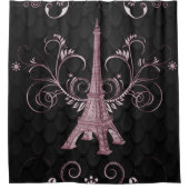 Tour Eiffel Flore Rose Flacons Douche Rideau (Devant)