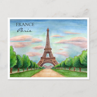 Tour Eiffel France | Carte postale aquarelle