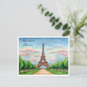 Tour Eiffel France | Carte postale aquarelle (Debout devant)