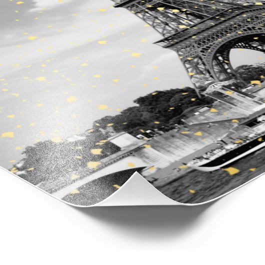 Tour Eiffel, Frankrijk - Black/Faux Gold Sprinkle Foto Afdruk (Hoek)