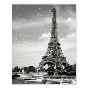 Tour Eiffel, Frankrijk - Black/Faux Gold Sprinkle Foto Afdruk