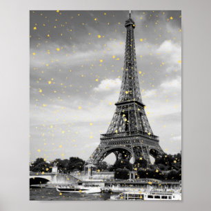 Tour Eiffel, Frankrijk - Black/Faux Gold Sprinkle Poster