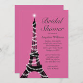 Tour Eiffel Fuchsia Fête de l'mariée Invitation (Devant / Derrière)