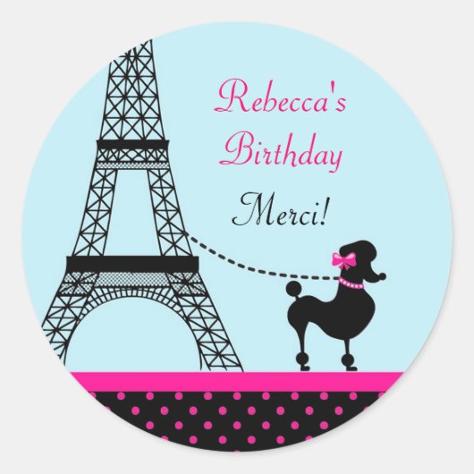 Tour Eiffel Girl Anniversaire Favoriser Sticker (Devant)