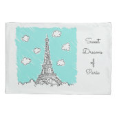 Tour Eiffel Illustration taies d'oreillers en text (Dos)