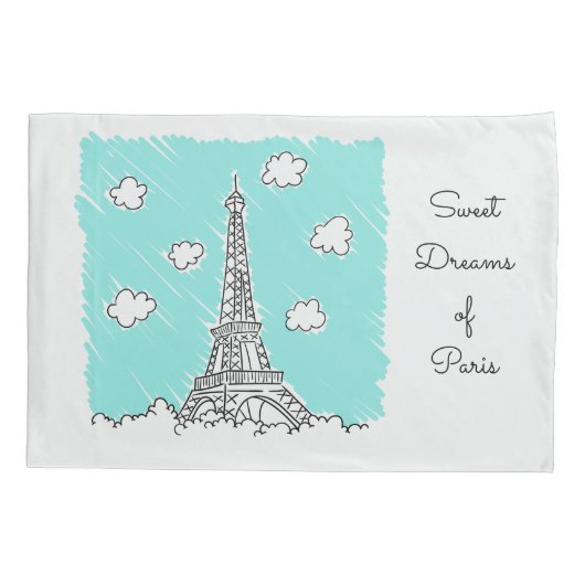 Tour Eiffel Illustration taies d'oreillers en text (Dos)