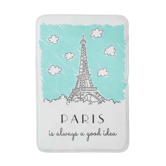 Tour Eiffel Illustration tapis de bain personnalis (Devant (Vertical))