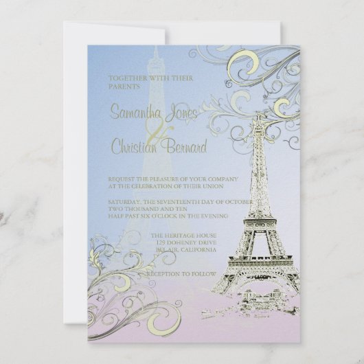 Tour Eiffel + invitations aux mariages (Dos)