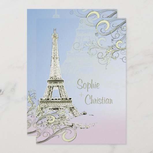 Tour Eiffel + invitations aux mariages (Devant / Derrière)