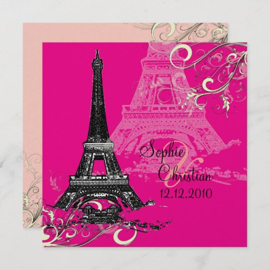 Tour Eiffel + invitations aux mariages (Devant / Derrière)