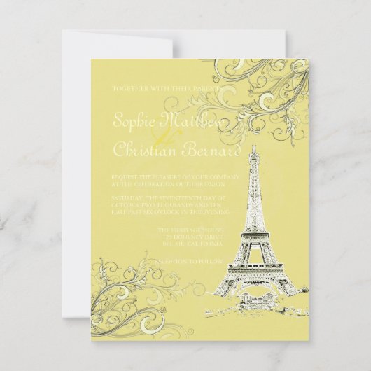 Tour Eiffel + invitations aux mariages (Dos)