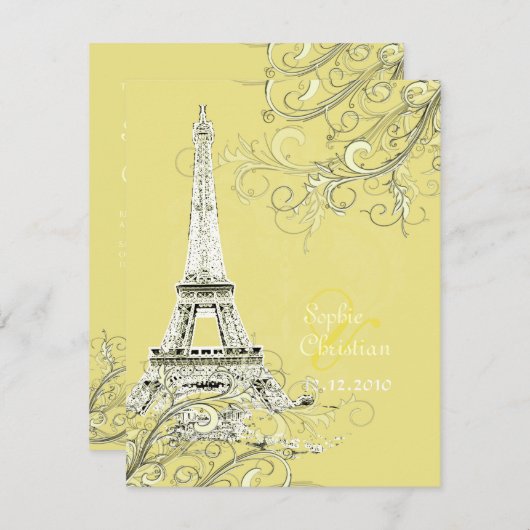 Tour Eiffel + invitations aux mariages (Devant / Derrière)