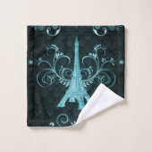 Tour Eiffel Jeu de serviettes Turquoise Floral (Gant de toilette)
