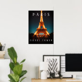 Tour Eiffel La Nuit, Paris, Poster Noir (Bureau à domicile)