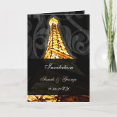tour eiffel lumière mariage français invitations (Devant)
