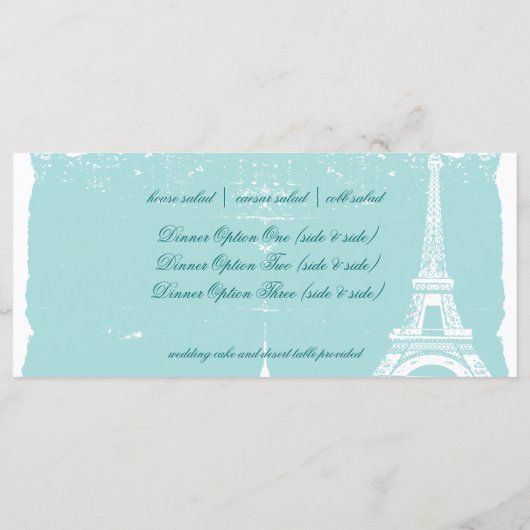 Tour Eiffel Mariage Menus (Dos)