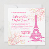 Tour Eiffel/mariage rose/chocolat Invitations (Dos)
