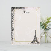 Tour Eiffel Menu Vintage Style français (Debout devant)