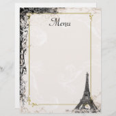 Tour Eiffel Menu Vintage Style français (Devant / Derrière)