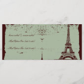 Tour Eiffel - Menus Mariage (Dos)