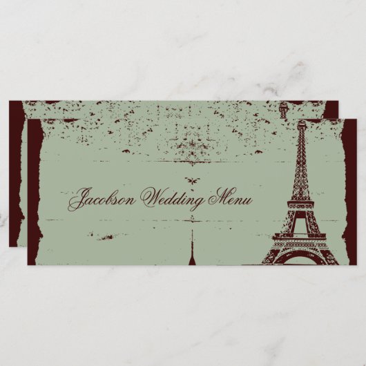 Tour Eiffel - Menus Mariage (Devant / Derrière)