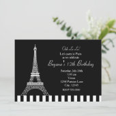 Tour Eiffel Noir Blanc Invitation de fête à Paris (Debout devant)