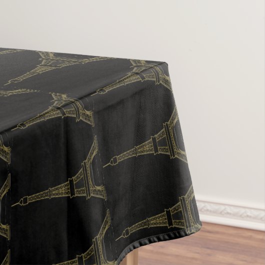 Tour Eiffel Noir & Or Français Nappe (In Situ)