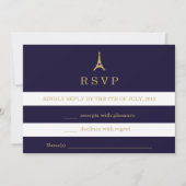 Tour Eiffel or avec rayures carte RSVP (Devant)