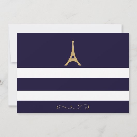 Tour Eiffel or avec rayures carte RSVP (Dos)