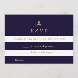 Tour Eiffel or avec rayures carte RSVP