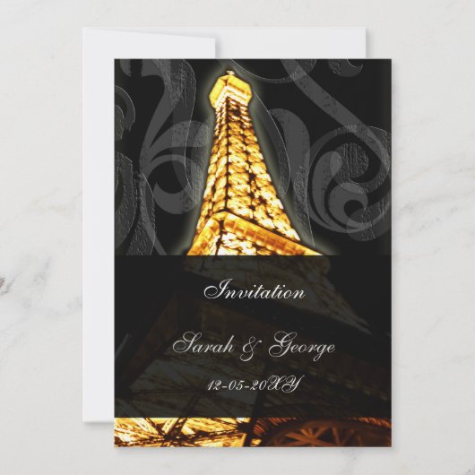 tour eiffel or Paris faire-part de mariage (Devant)