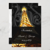 tour eiffel or Paris faire-part de mariage (Devant / Derrière)