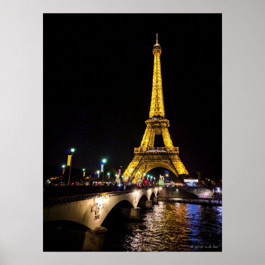 Tour Eiffel par Nuit à Paris, France Poster (Devant)
