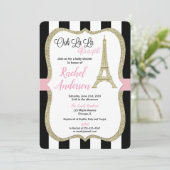 Tour Eiffel Paris baby shower invitation fille (Debout devant)