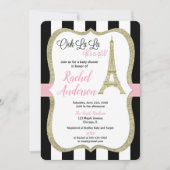 Tour Eiffel Paris baby shower invitation fille (Devant)