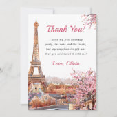 Tour Eiffel Paris Carte de remerciements d'anniver (Devant)