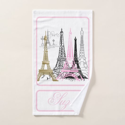 Tour Eiffel Paris Décor rose (Serviette à main)
