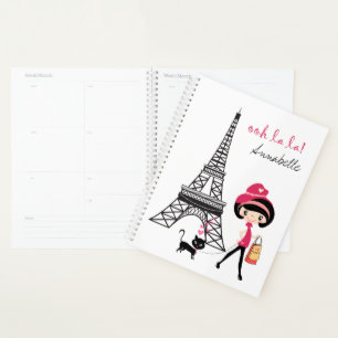 Tour Eiffel Paris Fille et chat personnalisée