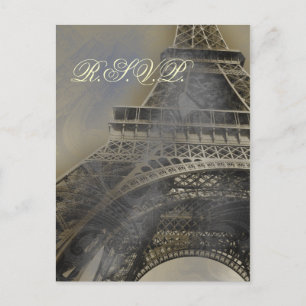 tour eiffel Paris Française Mariage carte rsvp