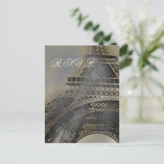tour eiffel Paris Française Mariage carte rsvp (Debout devant)