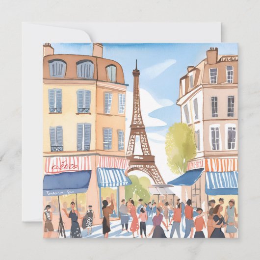 Tour Eiffel Paris France | Carte Watercolor (Devant)