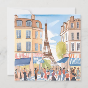 Tour Eiffel Paris France   Carte Watercolor