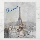 Tour Eiffel Paris France Étiquette à vin - Elégant (Étiquettes simples)